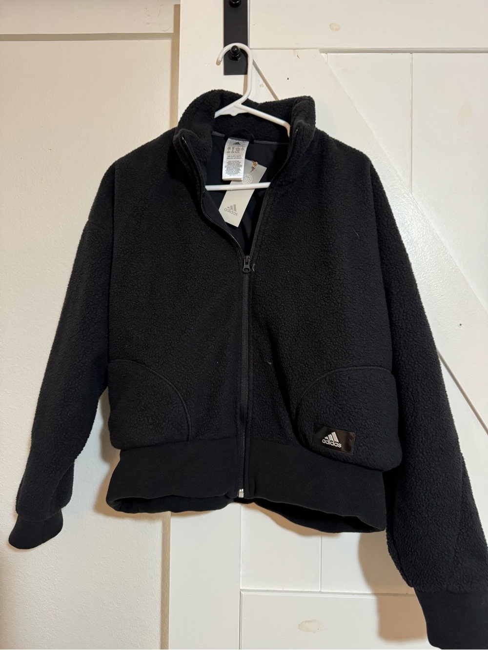 adidas Black Puffer-Style Fleece Jacket